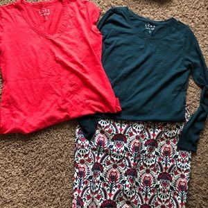 REDUCED***Loft 3pc set skirt and 2 tees